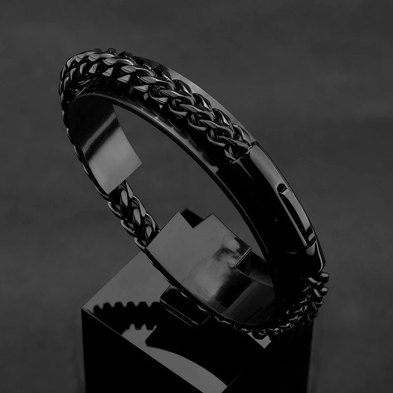 Pulsera de Acero Inoxidable Chapado en Oro 18K con Cierre Magnético
