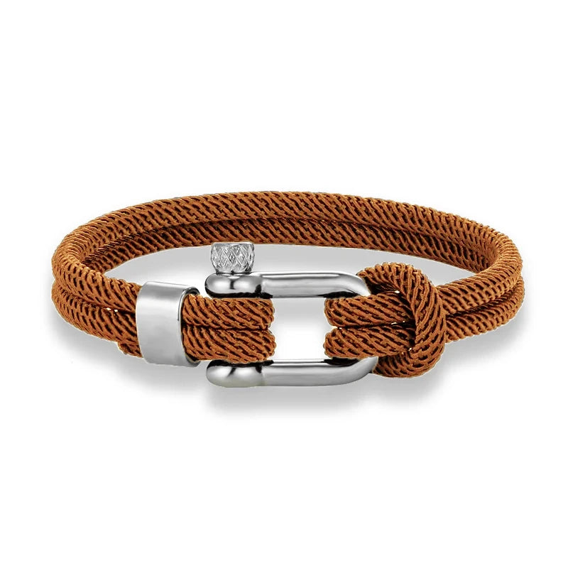 Pulsera Minimalista Unisex – Cuerda Doble con Hebilla en U de Acero Inoxidable