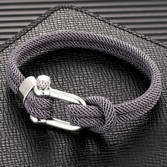 Pulsera Minimalista Unisex – Cuerda Doble con Hebilla en U de Acero Inoxidable