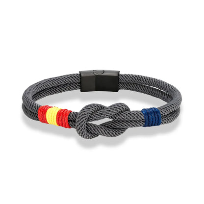 Pulsera con Bandera de España – Cuerda de Doble Hebra y Hebilla Magnética de Acero Inoxidable Negro