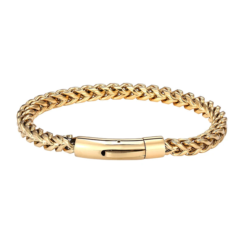 Pulsera de Acero Inoxidable Chapado en Oro 18K con Cierre Magnético