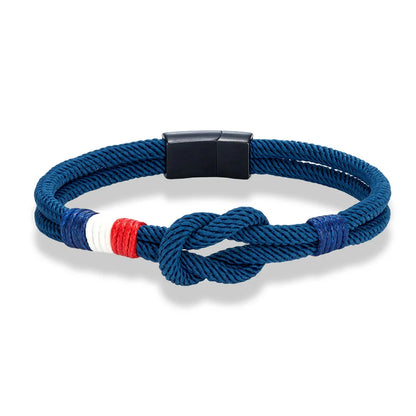 Pulsera Tejida de Doble Capa Bandera Francia/Chile.