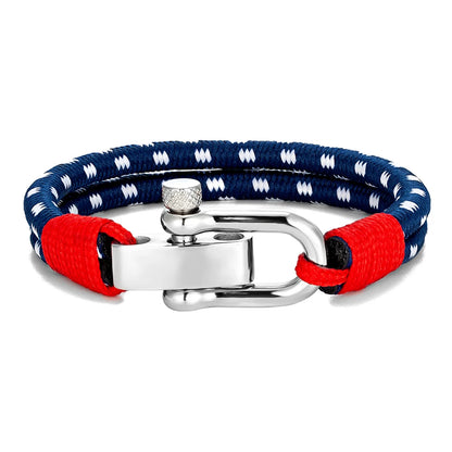 Pulsera de Cuerda Doble con Grillete de Acero Inoxidable – Estilo Vela