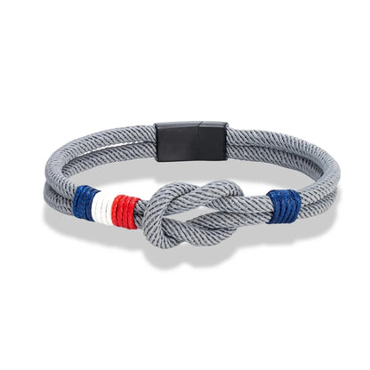 Pulsera Tejida de Doble Capa Bandera Francia/Chile.