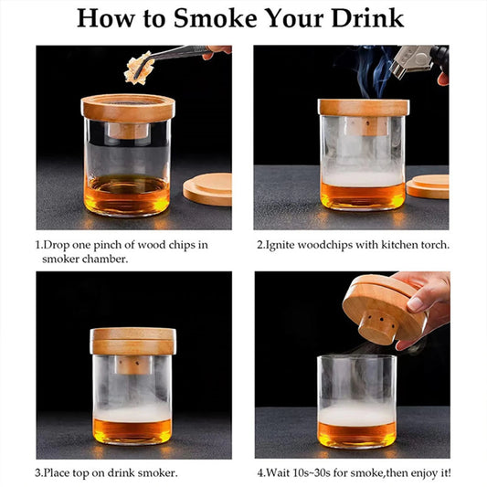 Kit Ahumador de Cócteles – Incluye 4 Astillas de Madera para Whisky y Tragos