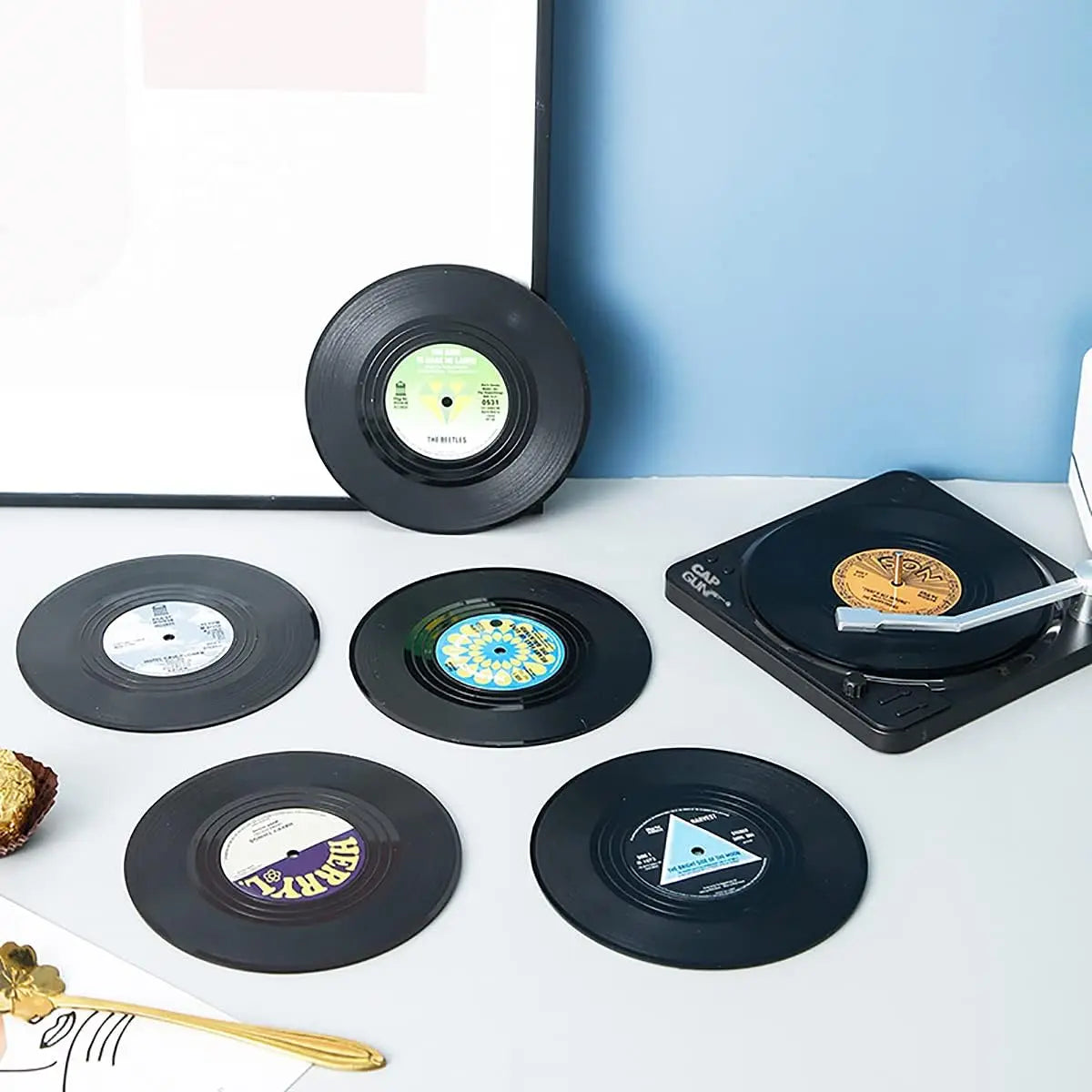 Posavasos Retro de Vinilo – Antideslizantes