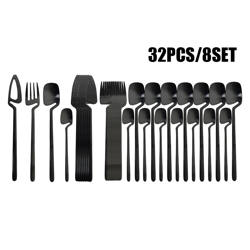 Set de Cubiertos Negro Mate (32 Piezas)