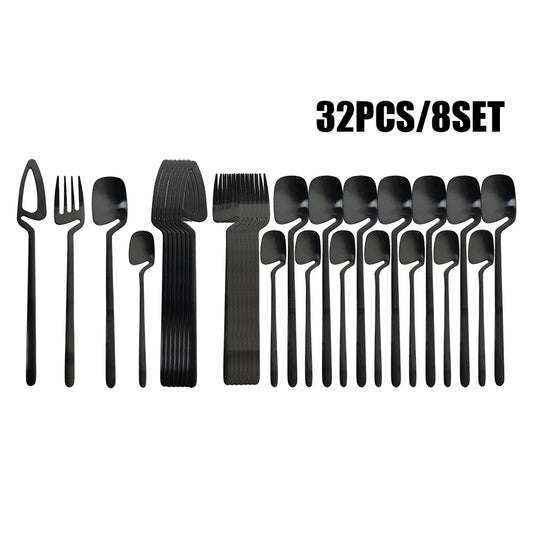 Set de Cubiertos Negro Mate (32 Piezas)