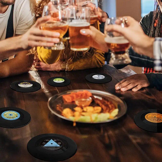 Posavasos Retro de Vinilo – Antideslizantes