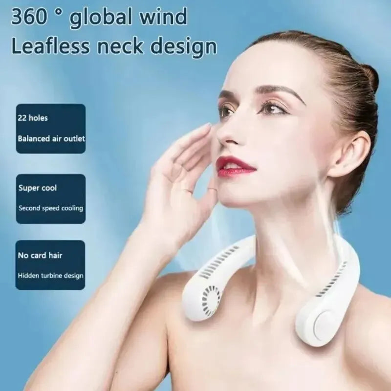 Ventilador de Cuello Sin Aspas – Portátil, Recargable y de 3 Velocidades