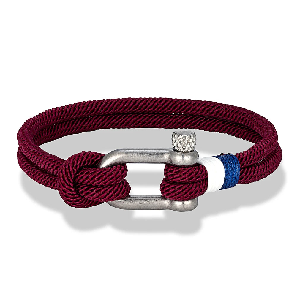 Pulsera Náutica para Hombre – Cuerda de Doble Hebra con Ancla de Acero Inoxidable