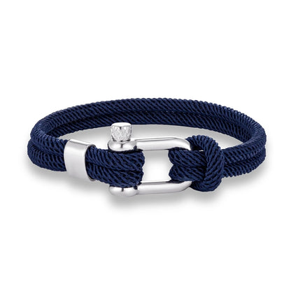 Pulsera Minimalista Unisex – Cuerda Doble con Hebilla en U de Acero Inoxidable